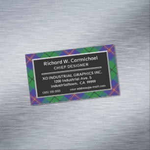 Scottish Accent Clan Carmichael Tartan Magnetische Visitenkarte