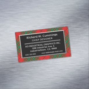 Scottish Accent Clan Cumming Red Tartan Magnetische Visitenkarte