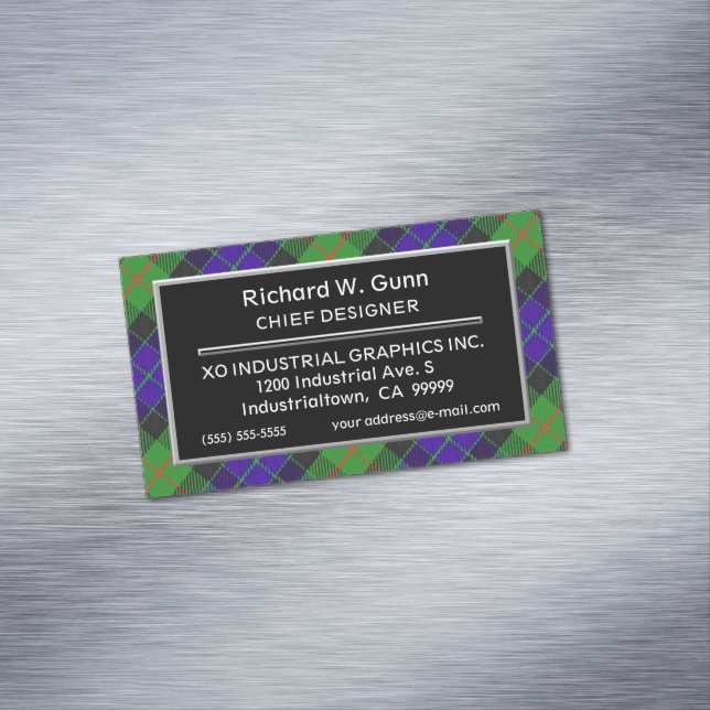 Scottish Accent Clan Gunn Tartan Magnetische Visitenkarte (Beispiel)