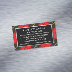 Scottish Accent Clan Wallace Tartan Magnetische Visitenkarte