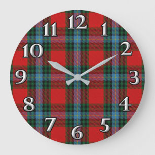 Scottish Accents Clan MacLea Livingstone Tartan Große Wanduhr
