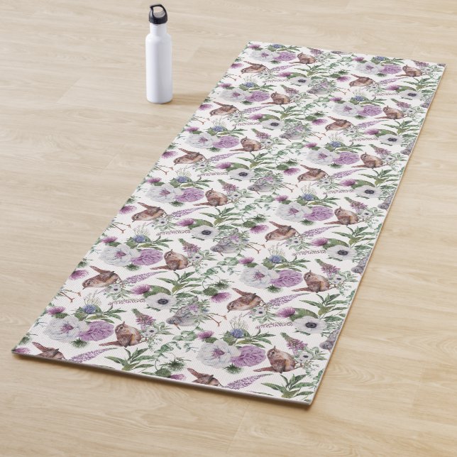 Scottish Bird Flowers and Thistle Yogamatte (Beispiel)