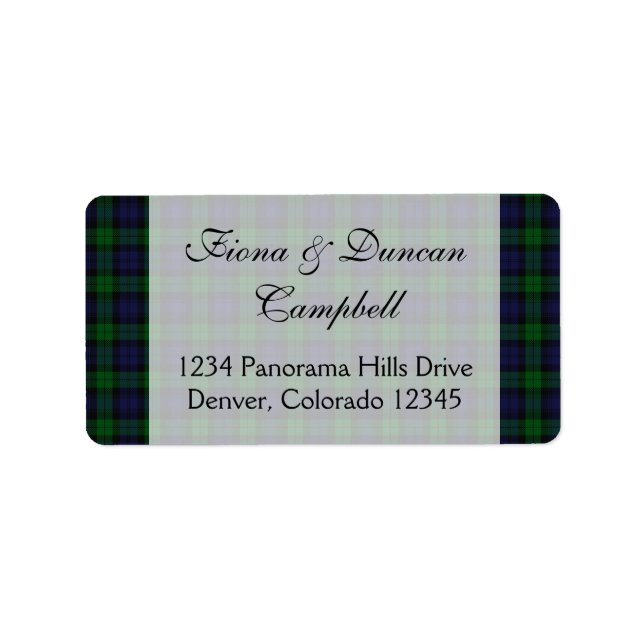 Scottish Black Watch Tartan Rücksendeadresse Adressaufkleber (Vorne)