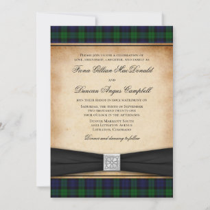 Scottish Black Watch Tartan Wedding Einladung