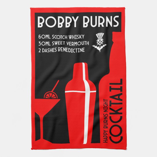 Scottish Bobby Burns Whiskey Cocktail Geschirrtuch (Vertikal)