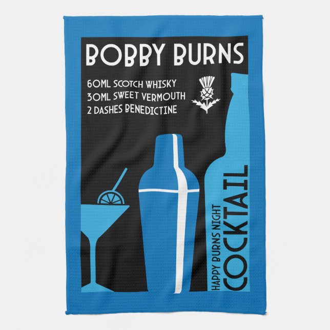 Scottish Bobby Burns Whiskey Cocktail Geschirrtuch (Vertikal)