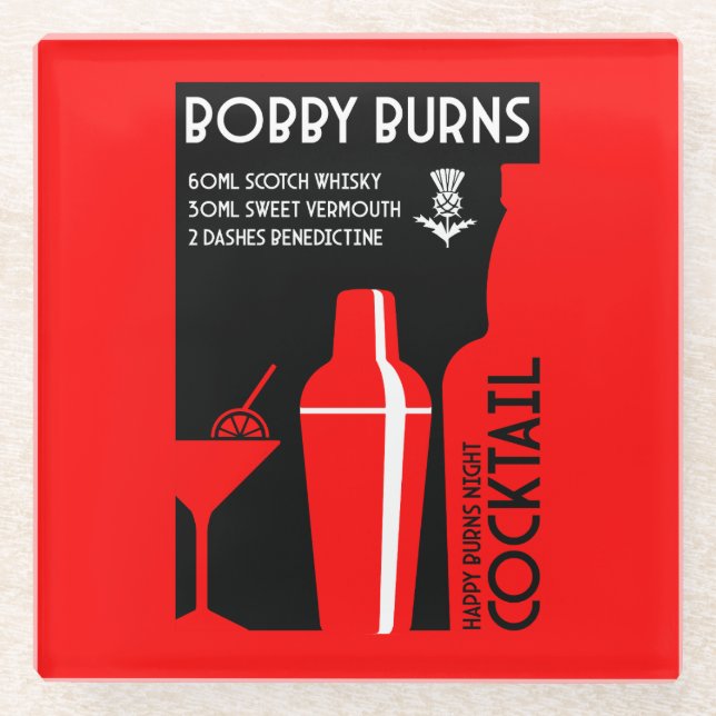 Scottish Bobby Burns Whiskey Cocktail Glasuntersetzer (Vorderseite)
