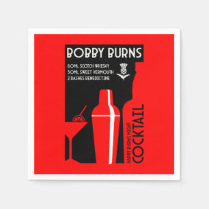 Scottish Bobby Burns Whiskey Cocktail Serviette