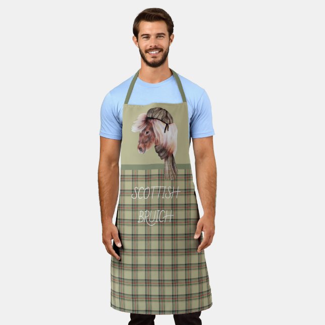 Scottish Bruich (Cook) Green and Brown Kariert Sch Schürze (Getragen)