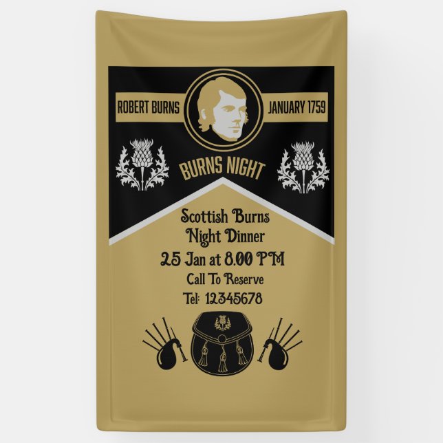 Scottish Burns Night Dinner Invite Banner (Vertikal)
