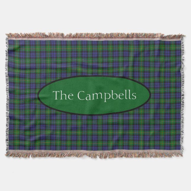 Scottish Campbell Family Tartan Personalisiert Decke (Vorderseite)