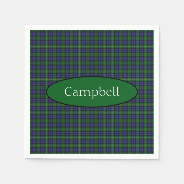 Scottish Campbell Family Tartan Personalisiert Serviette (Vorderseite)