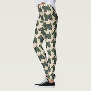 Scottish Campbell Tartan Scottie Hunde Leggings
