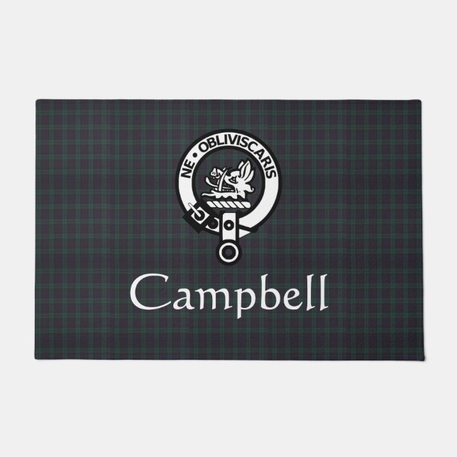 Scottish Campbell Wappen Abzeichen & Tartan Fußmatte (Vorderseite)