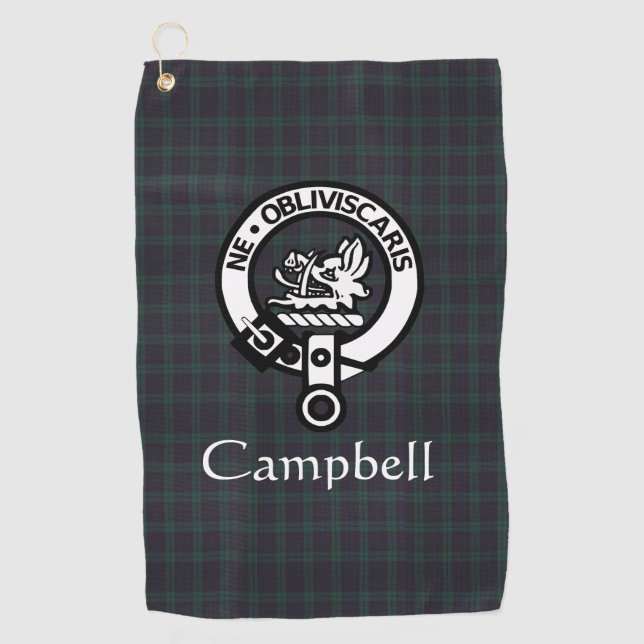 Scottish Campbell Wappen Abzeichen & Tartan Golfhandtuch (Vorderseite)