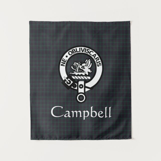 Scottish Campbell Wappen Abzeichen & Tartan Wandteppich (Vorderseite)