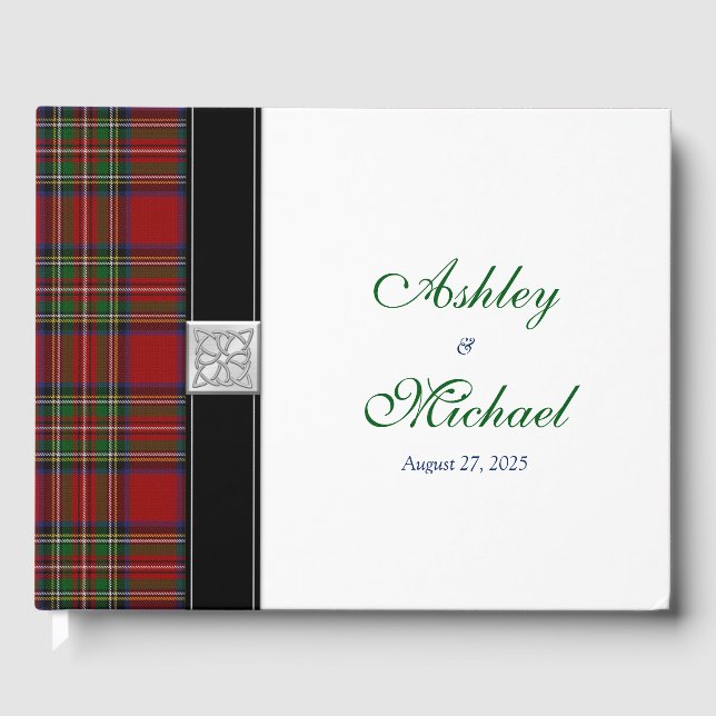 Scottish Celtic Royal Stuart Tartan Wedding Gästebuch (Vorderseite)