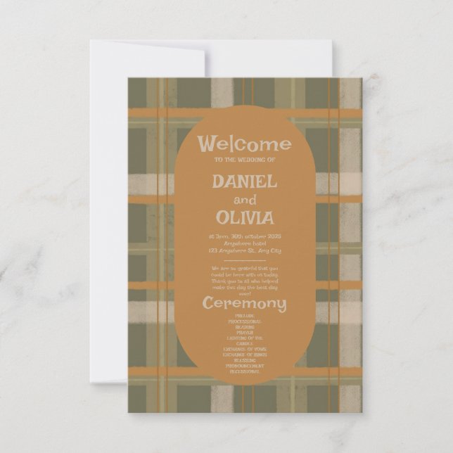 Scottish Celtic Tartan Pattern Wedding Programs (Vorderseite)