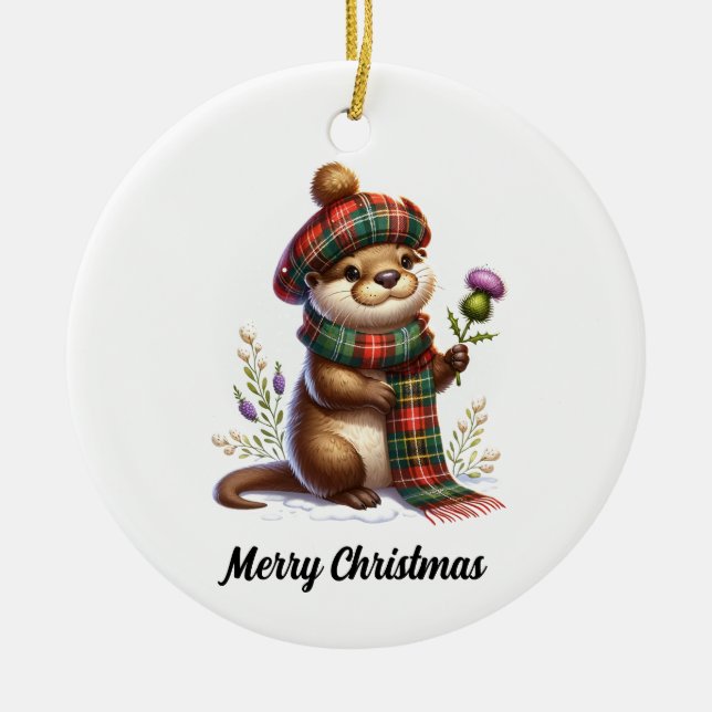 Scottish Christmas Otter Christmas Keramik Ornament (Vorne)