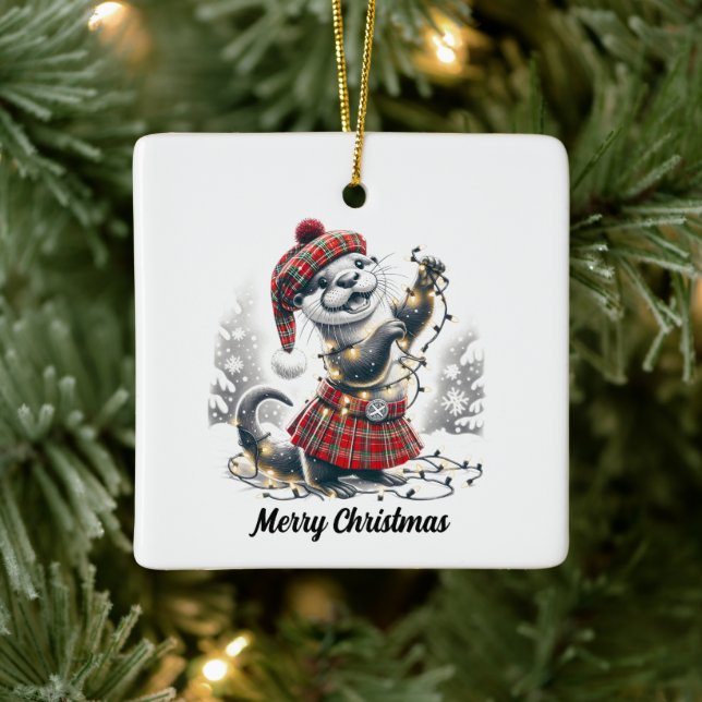 Scottish Christmas Otter Christmas Keramikornament (Baum)