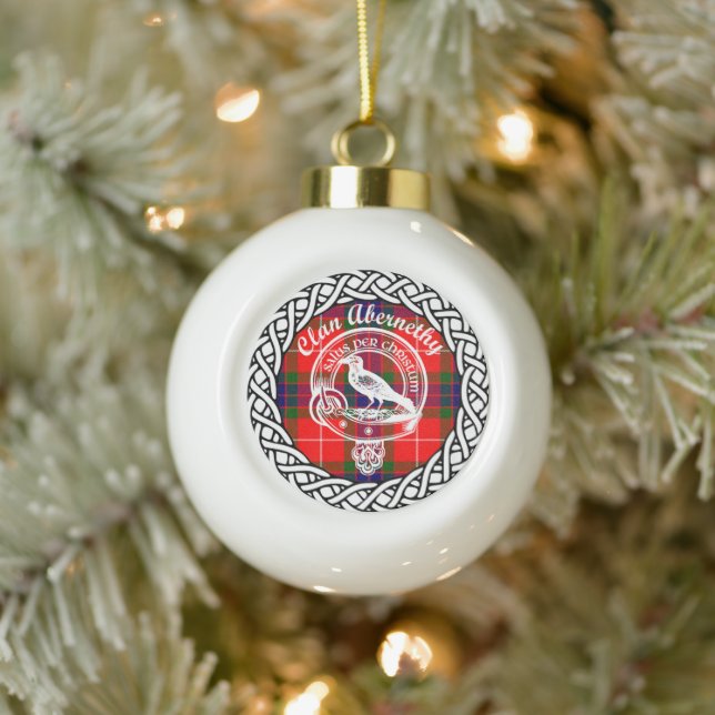 Scottish Clan Abernethy Tartan und Wappen Keramik Kugel-Ornament (Baum)