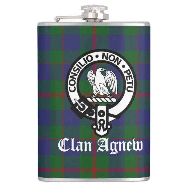 Scottish Clan Agnew Wappen & Tartan Flachmann (Vorderseite)