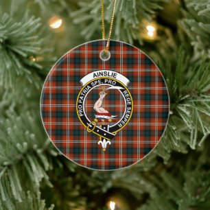 Scottish Clan Ainslie Tartan und Wappen Keramik Ornament