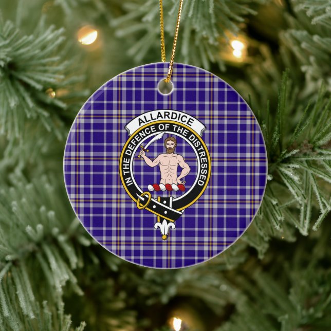 Scottish Clan Allardice Tartan und Wappen Keramik Ornament (Baum)