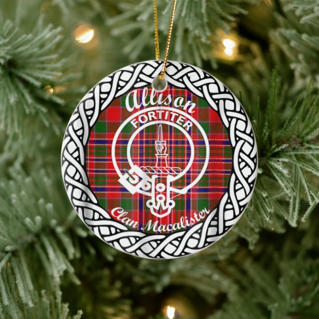 Scottish Clan Allison Tartan und Wappen Keramik Ornament (Baum)