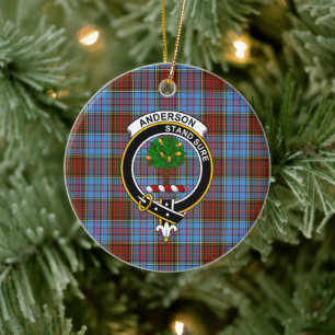 Scottish Clan Anderson Modern Tartan und Wappen Keramik Ornament
