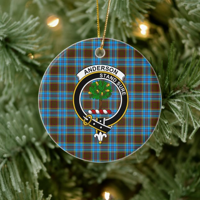 Scottish Clan Anderson Tartan und Wappen Keramik Ornament (Baum)