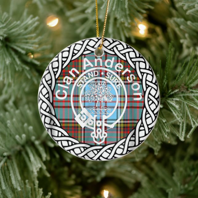 Scottish Clan Anderson Tartan und Wappen Keramik Ornament (Baum)