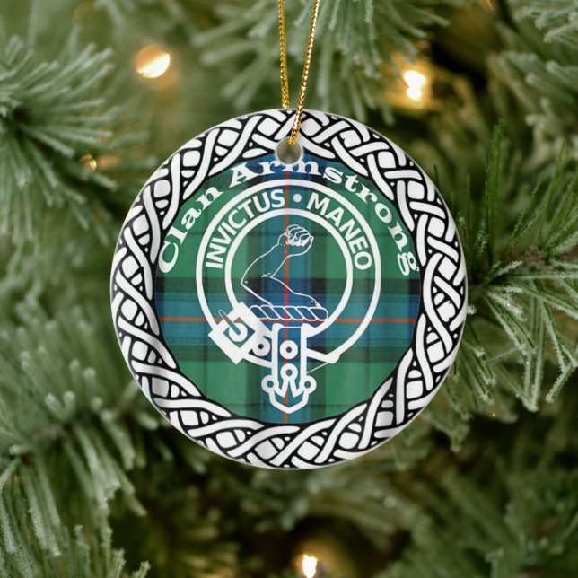 Scottish Clan Armstrong Tartan and Crest Keramik Ornament (Baum)