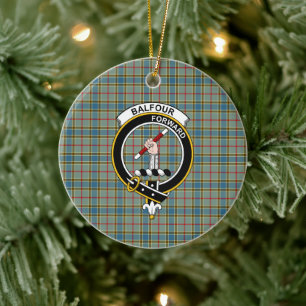 Scottish Clan Balfour Tartan und Wappen Keramik Ornament
