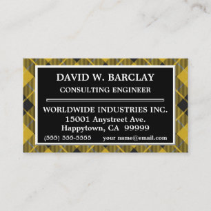 Scottish Clan Barclay Yellow Black Tartan Kariert Visitenkarte