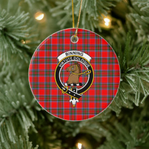 Scottish Clan Binning Tartan und Wappen Keramik Ornament