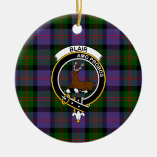 Scottish Clan Blair Modern Tartan und Wappen Keramik Ornament