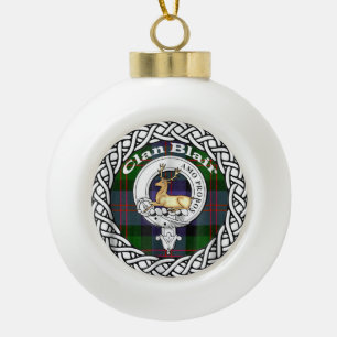 Scottish Clan Blair Old Tartan und Wappen Keramik Kugel-Ornament