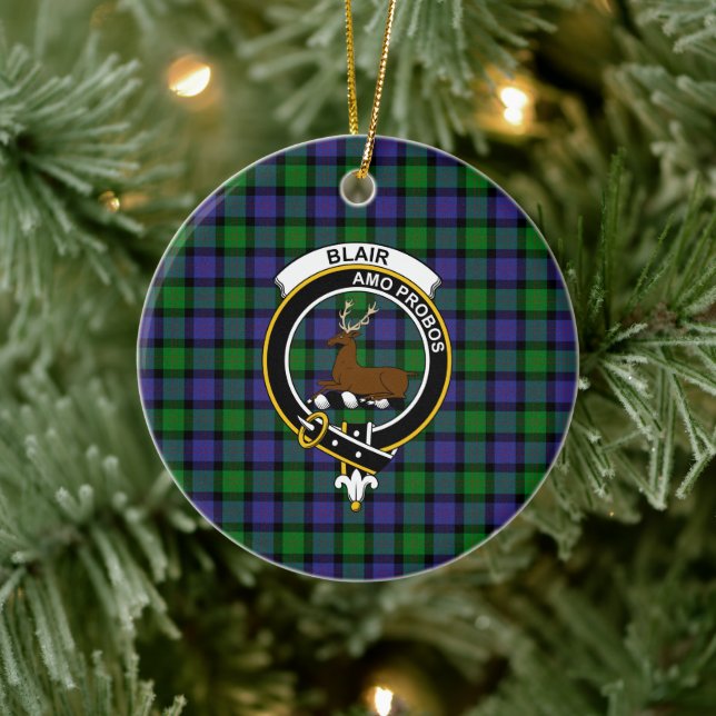 Scottish Clan Blair Tartan und Wappen Keramik Ornament (Baum)