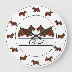 Scottish Clan Boyd Tartan Kariert Scottie Hunde Große Wanduhr