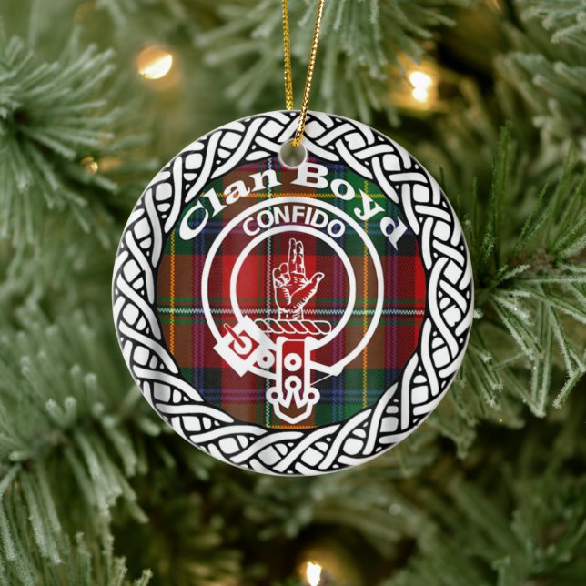 Scottish Clan Boyd Tartan und Wappen Keramik Ornament (Baum)