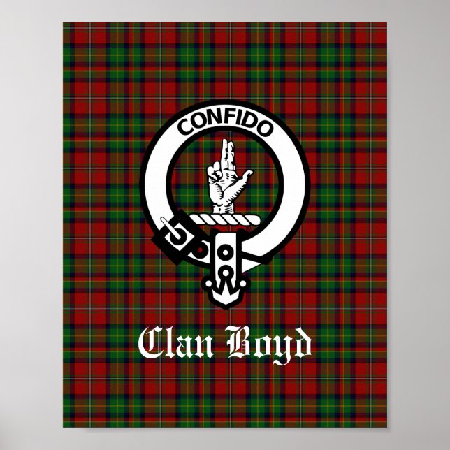 Scottish Clan Boyd Wappen Abzeichen & Tartan Poster (Vorne)
