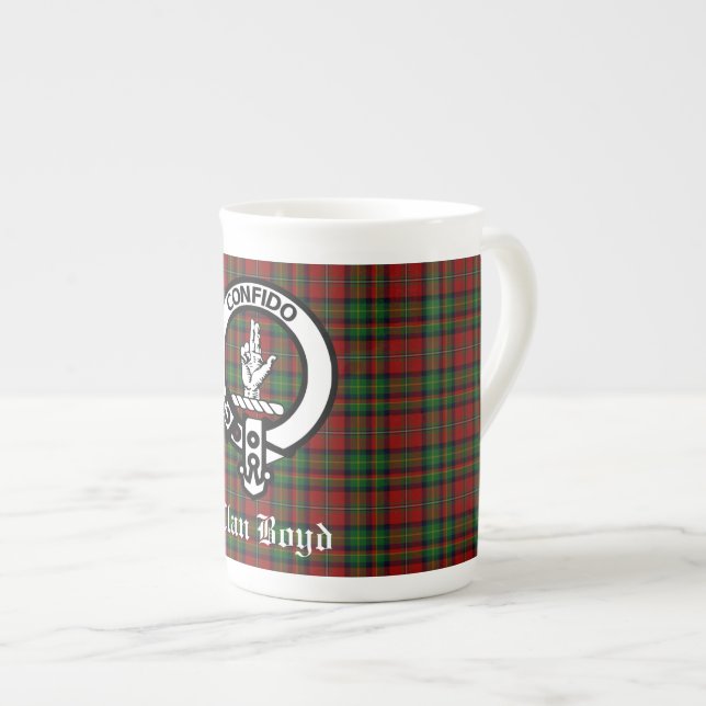 Scottish Clan Boyd Wappen Abzeichen & Tartan Prozellantasse (Vorderseite Rechts)