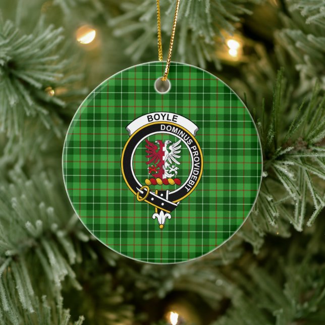 Scottish Clan Boyle Tartan und Wappen Keramik Ornament (Baum)