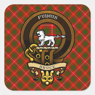 Scottish Clan Bruce Abzeichen und Wappen | Wappen Quadratischer Aufkleber