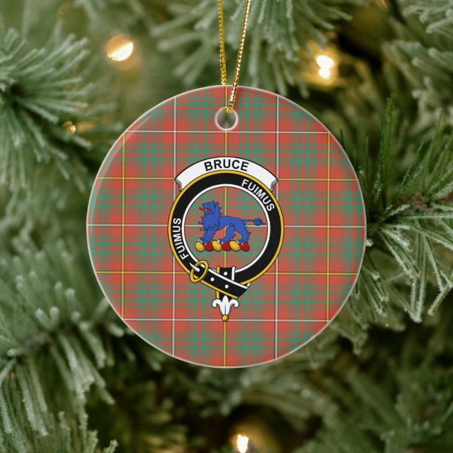 Scottish Clan Bruce Ancient Tartan und Wappen Keramik Ornament (Baum)