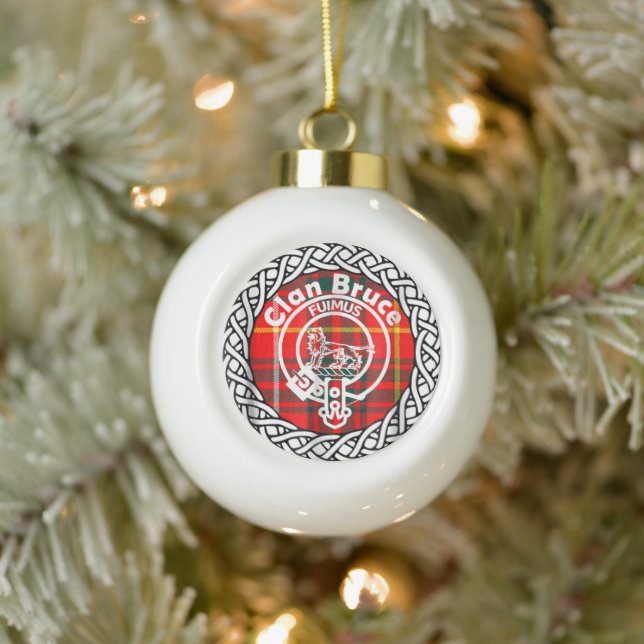 Scottish Clan Bruce Tartan und Wappen Keramik Kugel-Ornament (Baum)