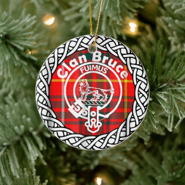 Scottish Clan Bruce Tartan und Wappen Keramik Ornament (Baum)