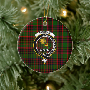 Scottish Clan Buchan Modern Tartan und Wappen Keramik Ornament