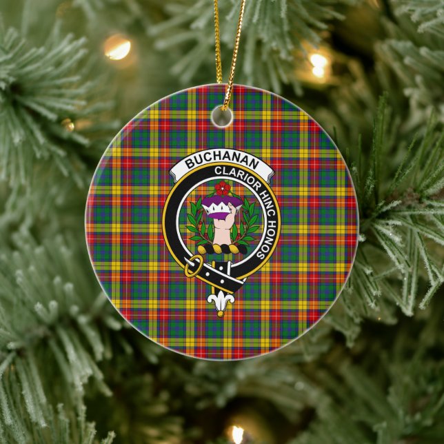 Scottish Clan Buchanan Tartan und Wappen Keramik Ornament (Baum)